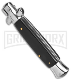 9" Anomaly Stiletto Black Pearlex Automatic Knife - Satin Bayo 6 9" Anomaly Stiletto Black Pearlex Automatic Knife - Satin Bayo -Gerber Knives Store 9in anomaly stiletto black pearlex ak satin bayo gx 4255 td side large