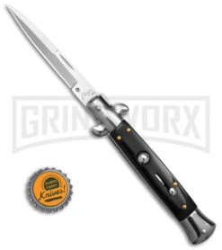 9" Anomaly Stiletto Black Pearlex Automatic Knife - Satin Bayo 7 9" Anomaly Stiletto Black Pearlex Automatic Knife - Satin Bayo -Gerber Knives Store 9in anomaly stiletto black pearlex ak satin bayo gx 4255 td size large
