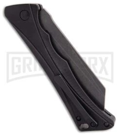 AKC Smarty Black Automatic Knife Reverse Tanto - Black SW Plain -Gerber Knives Store AKC Smarty Automatic Knife Button Lock Black Aluminum Stonewash side kc large