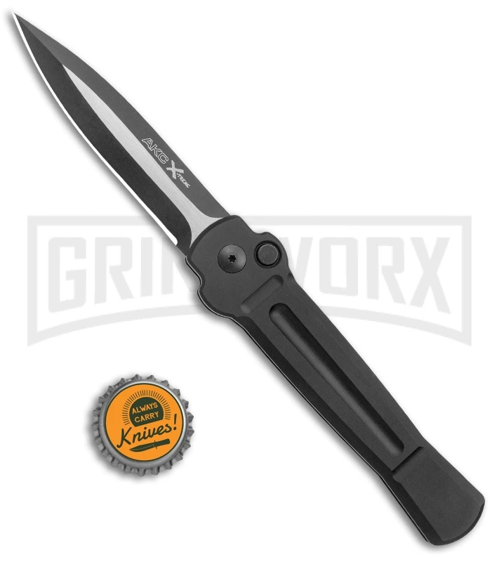AKC X-treme Ace Black Automatic Knife - Black Two Tone 4 AKC X-treme Ace Black Automatic Knife - Black Two Tone - Image 4