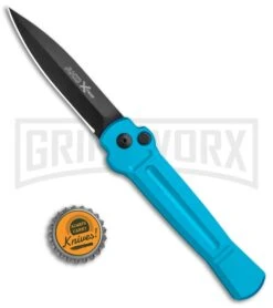 AKC X-treme ACE Light Blue Automatic Knife - Black -Gerber Knives Store AKC X treme Ace Auto Light Blue Black ACE LBLB BHQ 115396 jr bottlecap large