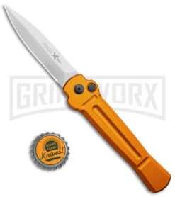 AKC X-treme Ace Orange Automatic Knife - Satin Plain -Gerber Knives Store AKC X treme Ace Auto Orange Satin BHQ 136149 jr bottlecap large