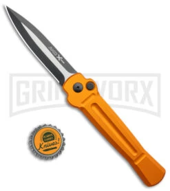 AKC X-treme Ace Orange Automatic Knife - Two Tone Dagger Plain -Gerber Knives Store AKC X treme Ace Auto Orange TT BHQ 143389 jr bottlecap large