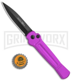 AKC X-treme Ace Purple Automatic Knife - Black Plain -Gerber Knives Store AKC X treme Ace Auto Purple Black BHQ 179221 jr bottlecap large