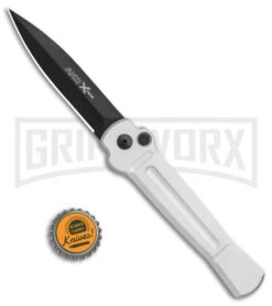 AKC X-treme Ace Silver Black Automatic Knife -Gerber Knives Store AKC X treme Ace Auto Silver Black BHQ 113942 jr bottlecap large