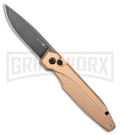 AKC X-treme Dandy Tan Aluminum Automatic Knife - Black Stonewash