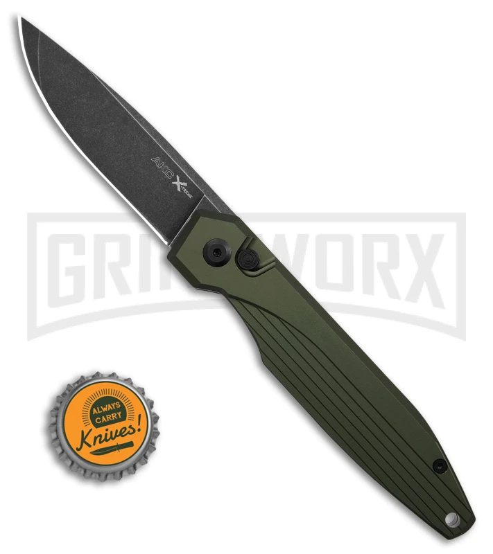 AKC X-treme Dandy Green Aluminum Automatic Knife - Black Stonewash Plain 4 AKC X-treme Dandy Green Aluminum Automatic Knife - Black Stonewash Plain - Image 4