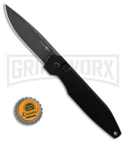 AKC X-treme Dandy Black Aluminum Automatic Knife - Black Stonewash Plain -Gerber Knives Store Akc Xtreme Dandy Black Aluminum AK Black SW BHQ 175549 td size large