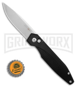 AKC X-treme Dandy Black Aluminum Automatic Knife - Stonewash Plain -Gerber Knives Store Akc Xtreme Dandy Black Aluminum AK SW BHQ 174573 td size large