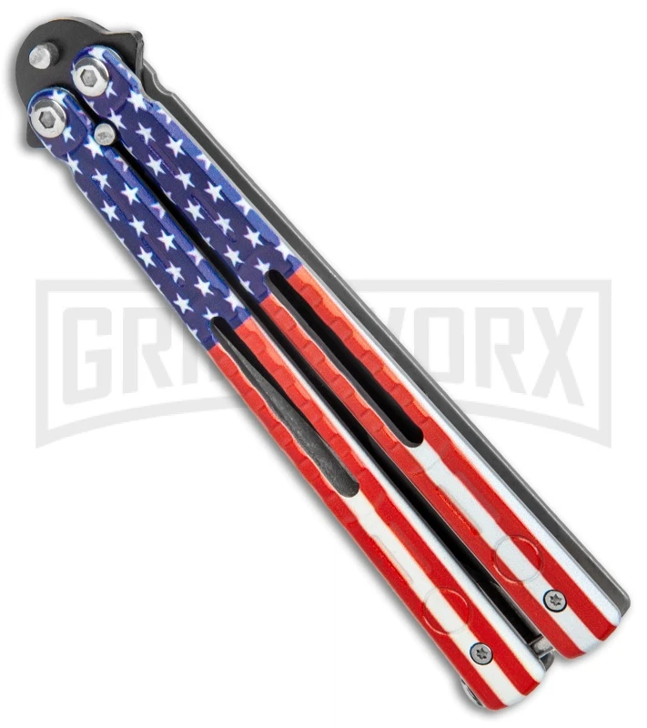 American Flag Balisong Butterfly Knife Black - Blade Pain 2 American Flag Balisong Butterfly Knife Black - Blade Pain - Image 2