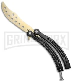 Andux CS Black Balisong Butterfly Trainer - Gold Holes