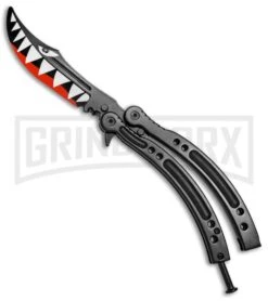 Andux CS Black Balisong Butterfly Trainer - Shark Bomber Plain