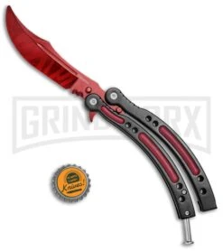 Andux CS Red/Black Balisong Butterfly Trainer - Red Plain -Gerber Knives Store Andux C S Red Black Balisong Butterfly Trainer Red Plain A0002538 BP 24571 jr bottlecap large