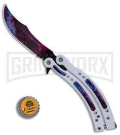 Andux CS Balisong White Butterfly Knife W/ Stardust Inlays - Bowie Stardust -Gerber Knives Store Andux CS Balisong White Butterfly Stardust Inlays Bowie Stardust GX 32298 er bottlecap large