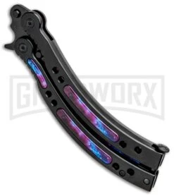Andux CS Black Balisong Butterfly Knife W/ Stardust Inlays - Bowie Stardust -Gerber Knives Store Andux CS Black Balisong Butterfly Stardust Inlays Bowie Startdust PBF7T GX 33139 jr side large