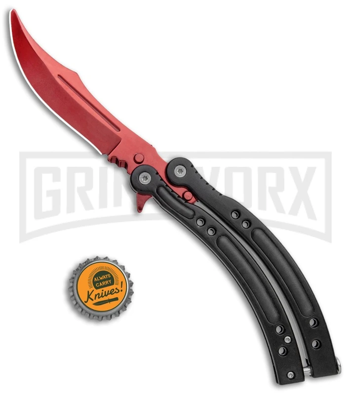 Andux CS Red/Black Balisong Butterfly Kinfe W/Black Handle/ Inlays -Red Plain 4 Andux CS Red/Black Balisong Butterfly Kinfe W/Black Handle/ Inlays -Red Plain - Image 4