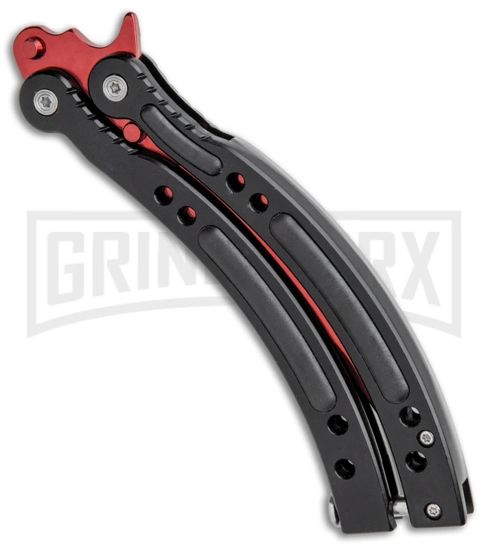 Andux CS Red/Black Balisong Butterfly Kinfe W/Black Handle/ Inlays -Red Plain 2 Andux CS Red/Black Balisong Butterfly Kinfe W/Black Handle/ Inlays -Red Plain - Image 2