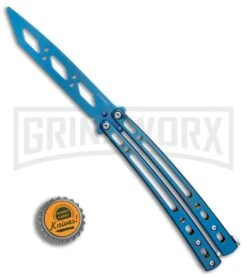 Andux Spectre Blue Balisong Butterfly Trainer - Tanto Blue -Gerber Knives Store Andux Spectre Blue trainer tanto blue BP 24593 er bottlecap large