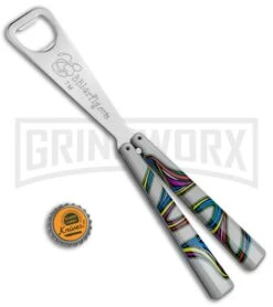 BB Barfly Abstract Wave Bottle Opener Butterfly Trainer -Gerber Knives Store BB Barfly Bottle Opener Butterfly Trainer Abstract Wave BHQ 82967 jr bottlecap large