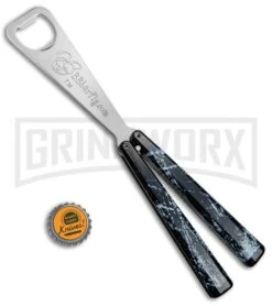 BB Barfly Scratched Metal Bottle Opener Butterfly Trainer -Gerber Knives Store BB Barfly Bottle Opener Butterfly Trainer Scratched Metal BHQ 82969 jr bottlecap large