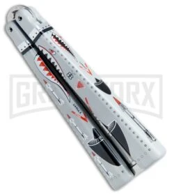 BB Barfly Shark Teeth Bottle Opener Butterfly Trainer - Satin -Gerber Knives Store BB Barfly Bottle Opener Butterfly Trainer Shark Teeth BHQ 75547 jr side large