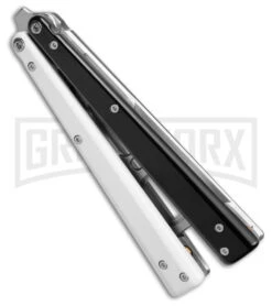 BB Barfly Pro V3 Black/White Bottle Opener Butterlfy Trainer -Gerber Knives Store BB Barfly Pro V3 Black White Bottle Opener Butterlfy Trainer BHQ 87776 td side large