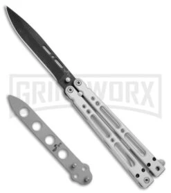 Bear OPS Bear Song IV Silver Balisong Butterfly Knife W/Trainer - Black Plain