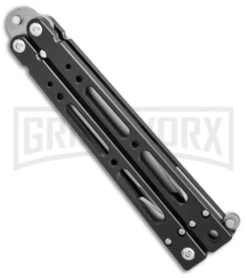 Bear OPS Bear-Song IV Black Tanto Butterfly Knife - Bead Blast Plain -Gerber Knives Store Bear Ops Bear Song IV tanto black bb BHQ 39364 er side large