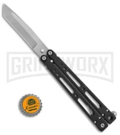 Bear OPS Bear-Song IV Black Tanto Butterfly Knife - Bead Blast Plain -Gerber Knives Store Bear Ops Bear Song IV tanto black bb BHQ 39364 er size large