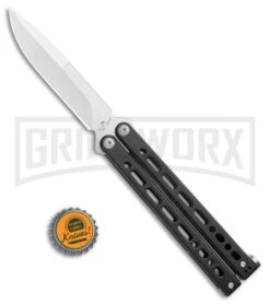 Bear Ops Bear Song VIII Black Butterfly Knife - Bayonet Satin Plain -Gerber Knives Store Bear Ops Bear Song VIII Butterfly Bayo Black Satin B 820 SSBK S BHQ 107304 jr bottlecap large