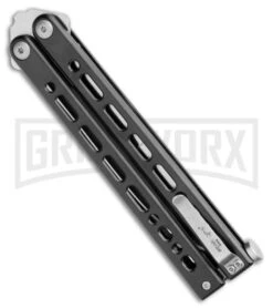 Bear Ops Bear Song VIII Black Butterfly Knife - Bayonet Satin Plain -Gerber Knives Store Bear Ops Bear Song VIII Butterfly Bayo Black Satin B 820 SSBK S BHQ 107304 jr side large