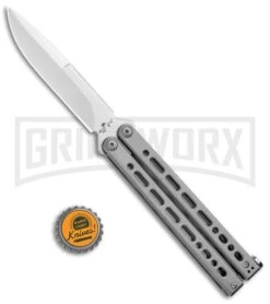 Bear Ops Bear Song VIII Gray Butterfly Knife - Bayonet Satin Plain -Gerber Knives Store Bear Ops Bear Song VIII Butterfly Bayo Satin B 820 SS S BHQ 102071 jr bottlecap large