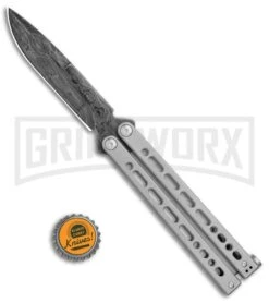 Bear Ops Bear Song VIII Gray Butterfly Knife - Bayonet Damascus Plain -Gerber Knives Store Bear Ops Bear Song VIII Butterfly Black Damascus BHQ 114827 jr bottlecap large