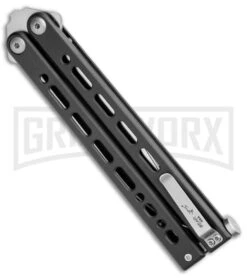 Bear Ops Bear Song VIII Black Butterfly Knife - Clip Point Satin Plain -Gerber Knives Store Bear Ops Bear Song VIII Butterfly CP Black Steel Satin BHQ 107303 jr side large