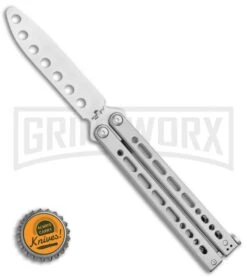 Bear Ops Bear Song VIII Silver Butterfly Trainer - Bead Blast Dull -Gerber Knives Store Bear Ops Bear Song VIII Butterfly Trainer 4.5 Satin B 821 SS S BHQ 117625 LS Bottlecap large
