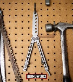 Bear Ops Bear Song VIII Silver Butterfly Trainer - Bead Blast Dull -Gerber Knives Store Bear Ops Bear Song VIII Butterfly Trainer B 821 SS S BHQ 117625 kp peg board web large