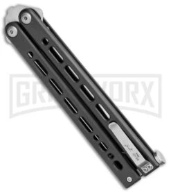 Bear Ops Bear Song VIII Black Butterfly Knife - Tanto Satin Plain -Gerber Knives Store Bear Ops Bear Song VIII Tanto Black Satin BHQ 107302 jr side large
