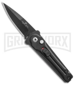 Bear Ops Black Bold Action III Mini Automatic Knife - Black Plain