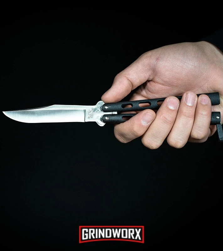 Bear And Son Knives 114AB Large Balisong Butterfly Knife - Bead Blast Tanto 3 Bear And Son Knives 114AB Large Balisong Butterfly Knife - Bead Blast Tanto - Image 3