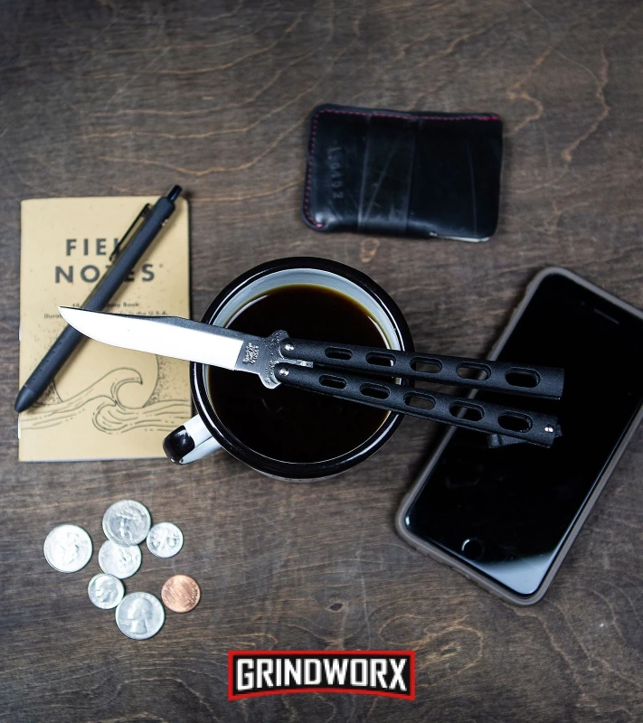 Bear And Son Knives 114AB Large Balisong Butterfly Knife - Bead Blast Tanto 4 Bear And Son Knives 114AB Large Balisong Butterfly Knife - Bead Blast Tanto - Image 4