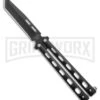 Bear & Son 115B Tanto Black Butterfly Knife - Black Plain