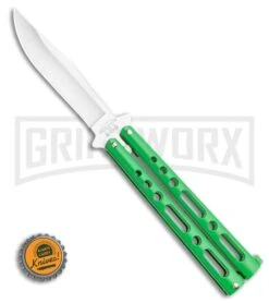 Bear & Son Knives Green Large 117 Balisong Butterfly Knife - Satin Plain -Gerber Knives Store Bear Son Butterfly Green 117GR BHQ 114199 LS Bottlecappng large