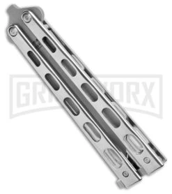 Bear & Son Knives SS14A Stainless Steel Butterfly Knife - Tanto Bead Blast -Gerber Knives Store Bear Son Butterfly Knife Tanto Stainless Steel 4in BB BHQ 87647 td side large