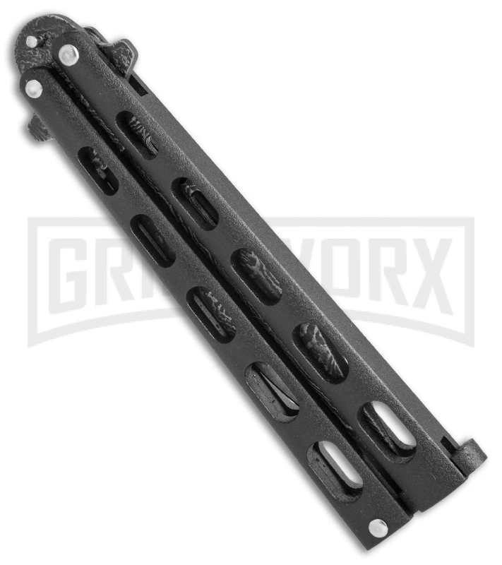 Bear & Son 115D Black Butterfly Knife - Damascus Plain 3 Bear & Son 115D Black Butterfly Knife - Damascus Plain - Image 3