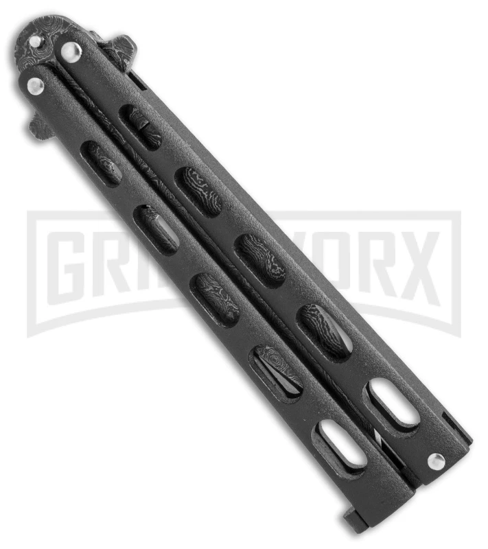 Bear & Son 115D Black Butterfly Knife - Damascus Plain 2 Bear & Son 115D Black Butterfly Knife - Damascus Plain - Image 2