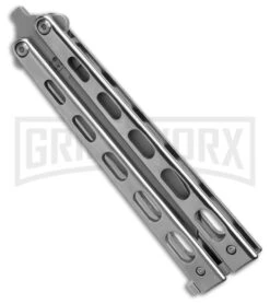 Bear & Son Knives SS14 Stainless Steel Butterfly Knife - Clip Point Bead Blast -Gerber Knives Store Bear Son Knives SS14 Stainless Steel Butterfly Knife CP BB BHQ 87939 td side large