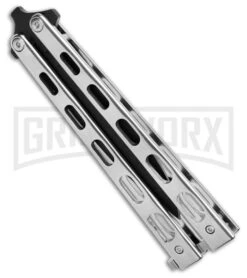 Bear & Son Knives 15 Stainless Steel Butterfly Knife - Spear Point Black Plain -Gerber Knives Store Bear Son Spear Point Butterfly Knife Stainless Steel 4in Black BHQ 88284 td side large