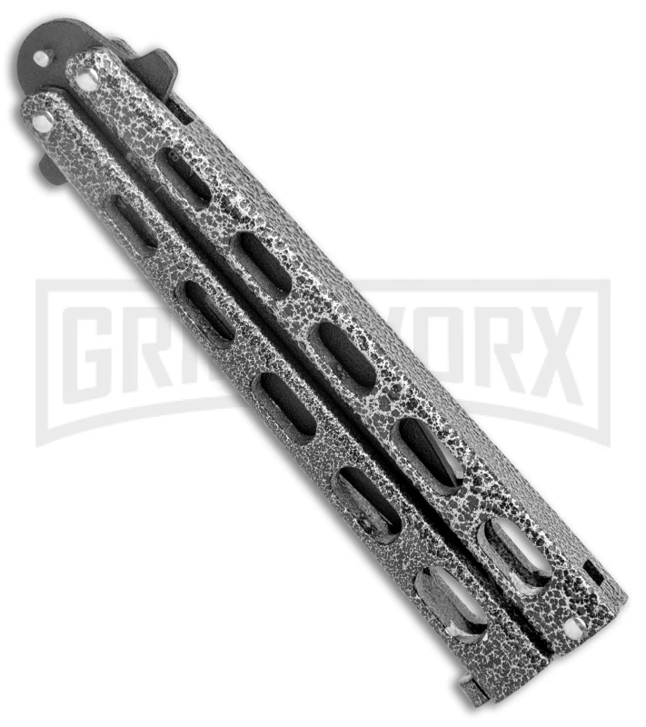 Bear & Son 115 Silver Speckle Butterfly Knife - Black Plain 2 Bear & Son 115 Silver Speckle Butterfly Knife - Black Plain - Image 2