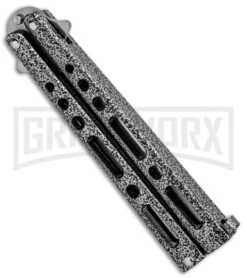 Bear & Son Knives Gray Large 117 Balisong Butterfly Knife - Satin Plain -Gerber Knives Store Bear and Son 117 Large Butterfly Gray Satin BC117 BHQ 39154 jr side large