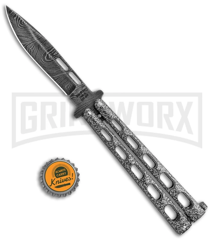 Bear & Son 115DSV Silver Vein Butterfly Knife - Damascus Plain 4 Bear & Son 115DSV Silver Vein Butterfly Knife - Damascus Plain - Image 4